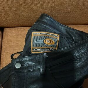 First Classic Leather Pants 32” waist with hems to be altered to your liking